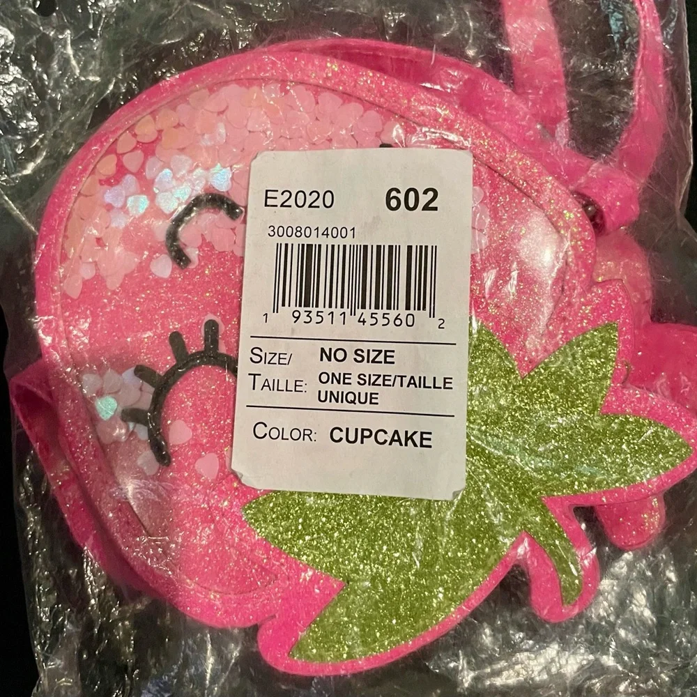Kawaii pink glitter strawberry cute face- shakeable hearts confetti girls purse - Picture 4 of 4